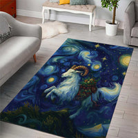 Yule Goat Starry Night Area Rug LT9 - Wonder Print Shop