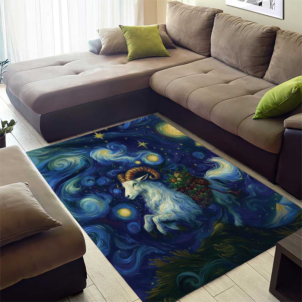 Yule Goat Starry Night Area Rug LT9 - Wonder Print Shop