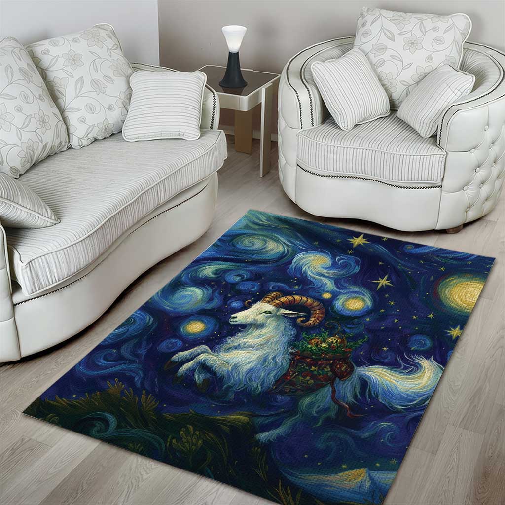 Yule Goat Starry Night Area Rug LT9 - Wonder Print Shop