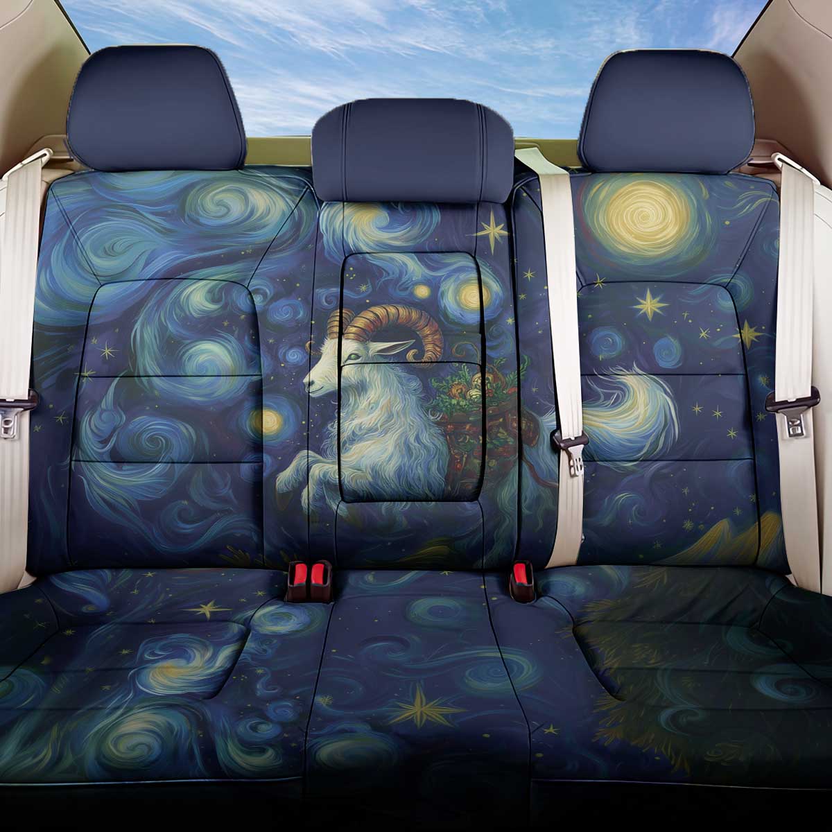 Yule Goat Starry Night Back Car Seat Cover LT9 - Wonder Print Shop