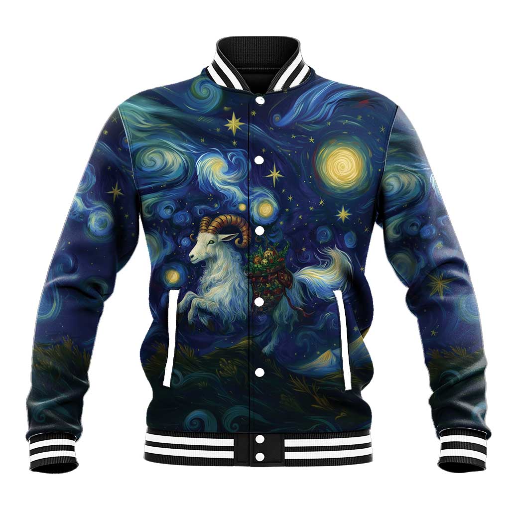 Yule Goat Starry Night Baseball Jacket LT9 - Wonder Print Shop