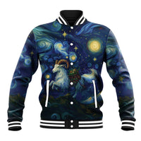 Yule Goat Starry Night Baseball Jacket LT9 - Wonder Print Shop