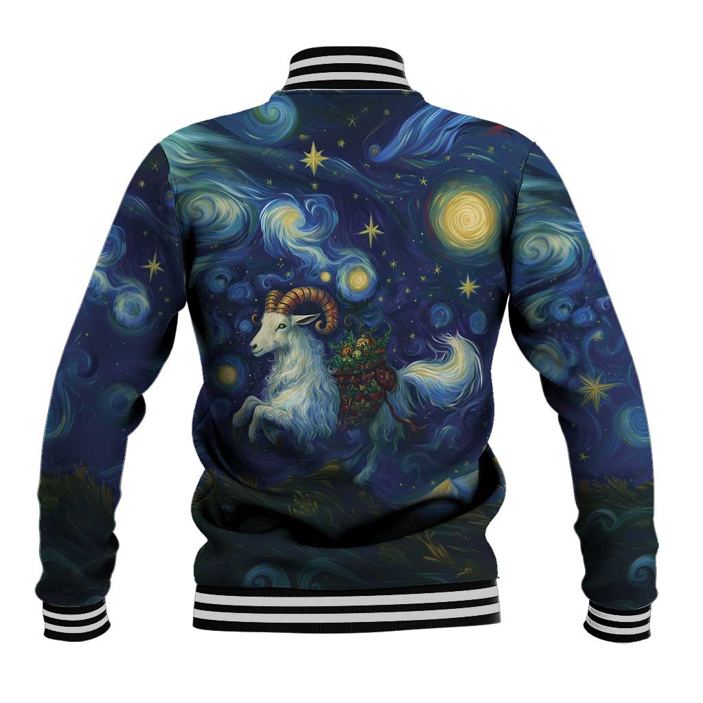 Yule Goat Starry Night Baseball Jacket LT9 - Wonder Print Shop