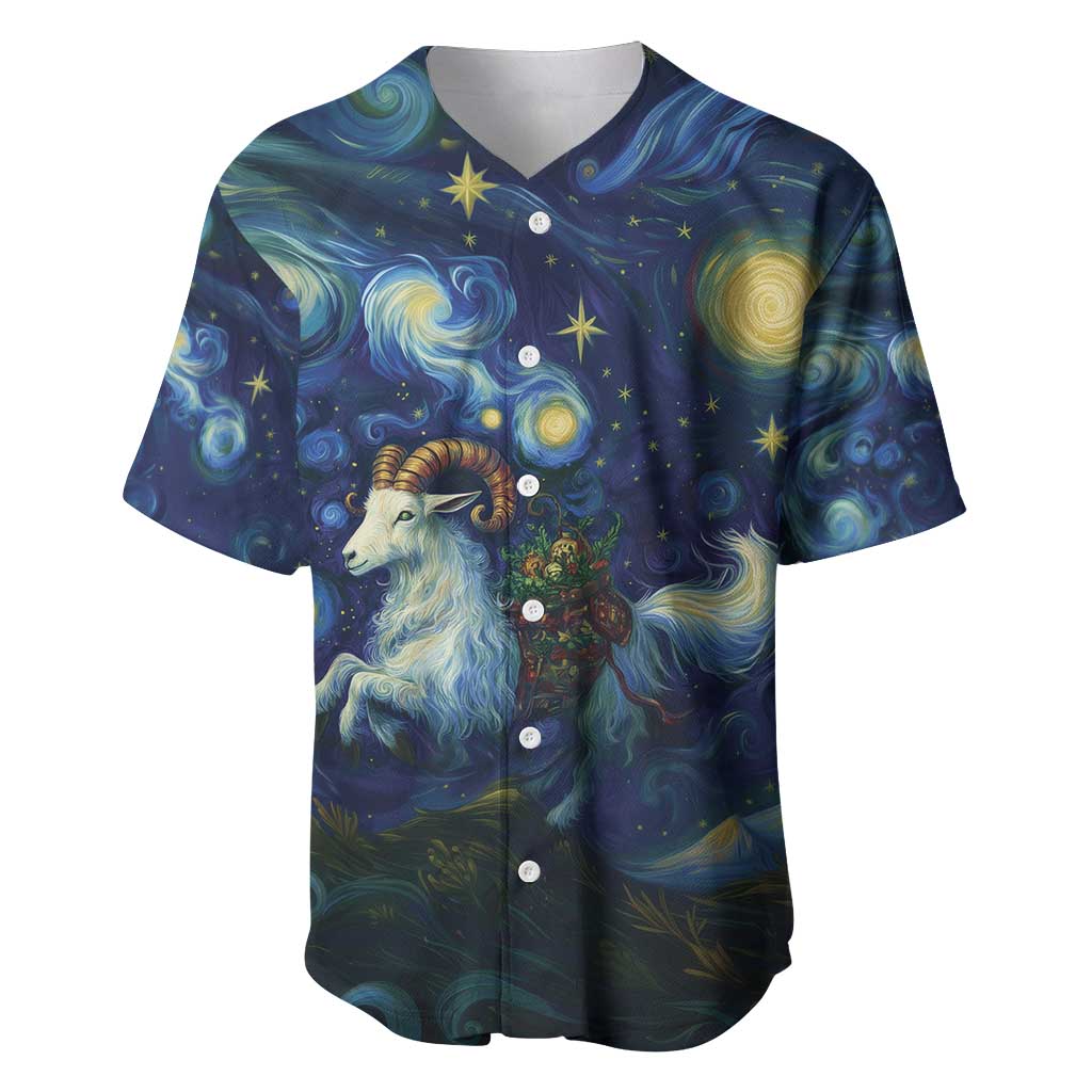 Yule Goat Starry Night Baseball Jersey LT9 - Wonder Print Shop
