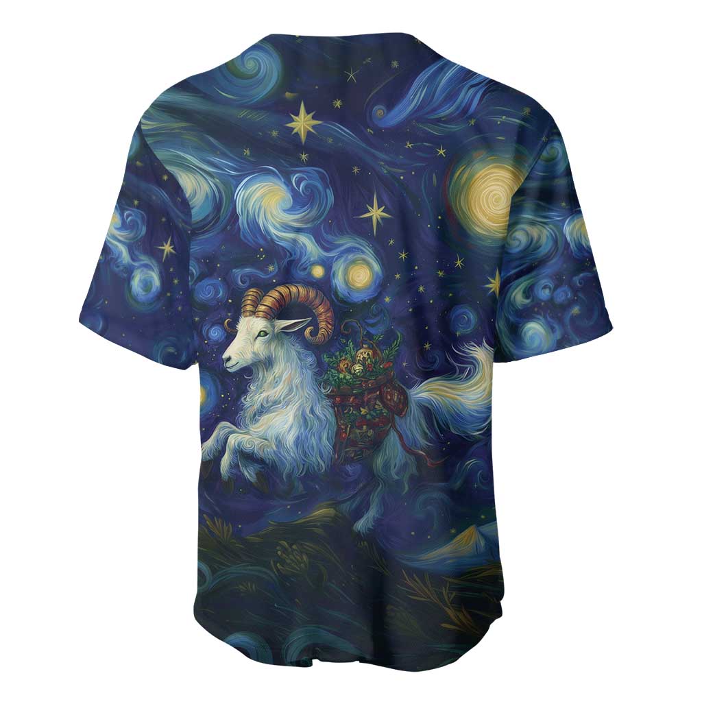 Yule Goat Starry Night Baseball Jersey LT9 - Wonder Print Shop