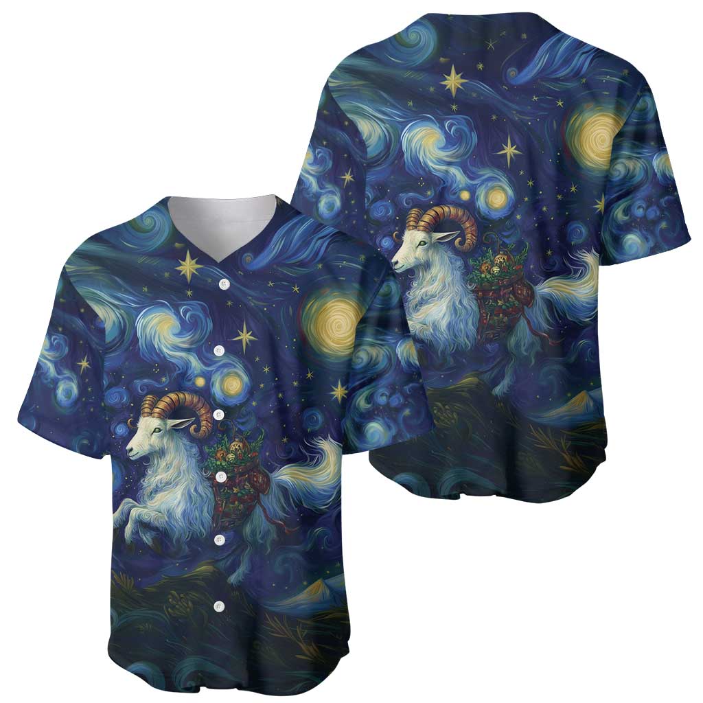 Yule Goat Starry Night Baseball Jersey LT9 - Wonder Print Shop