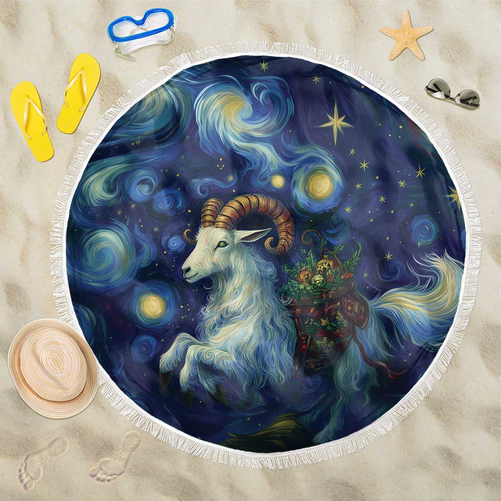 Yule Goat Starry Night Beach Blanket LT9 - Wonder Print Shop