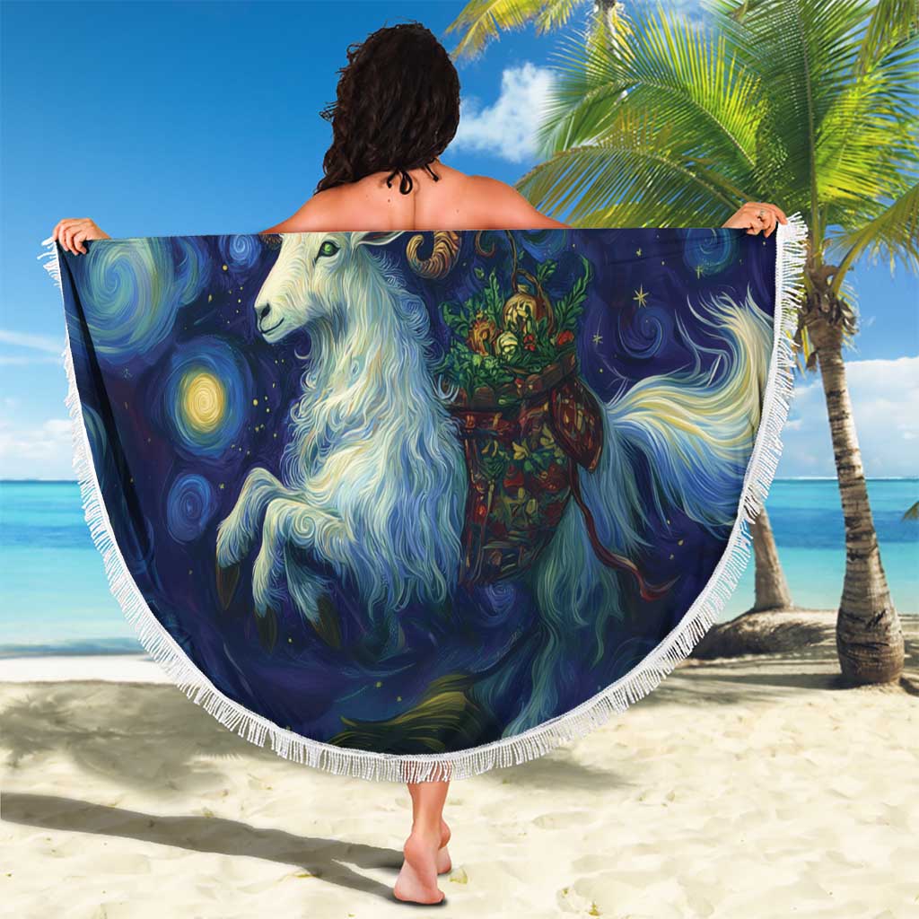 Yule Goat Starry Night Beach Blanket LT9 - Wonder Print Shop