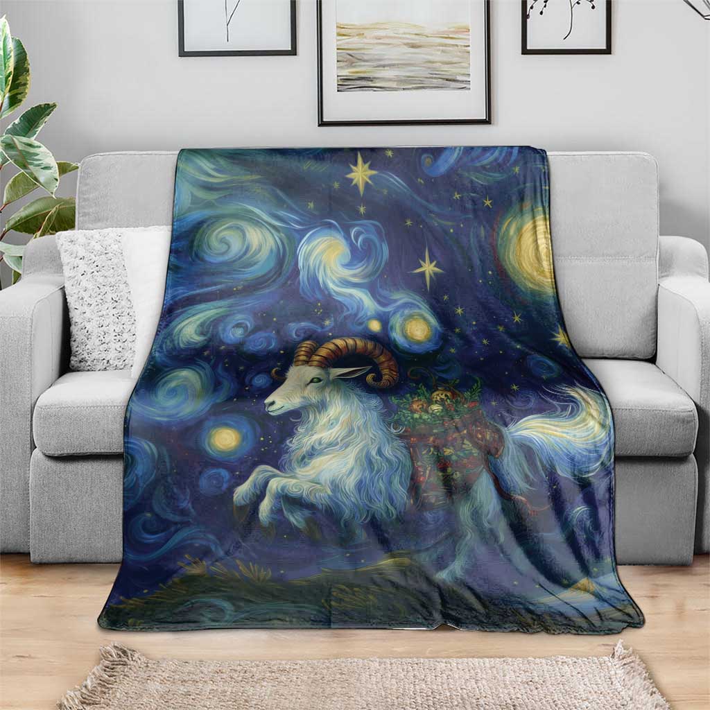 Yule Goat Starry Night Blanket
