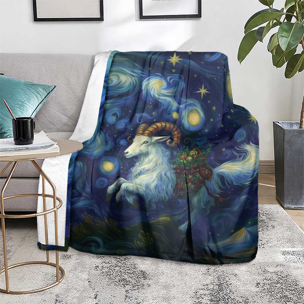 Yule Goat Starry Night Blanket