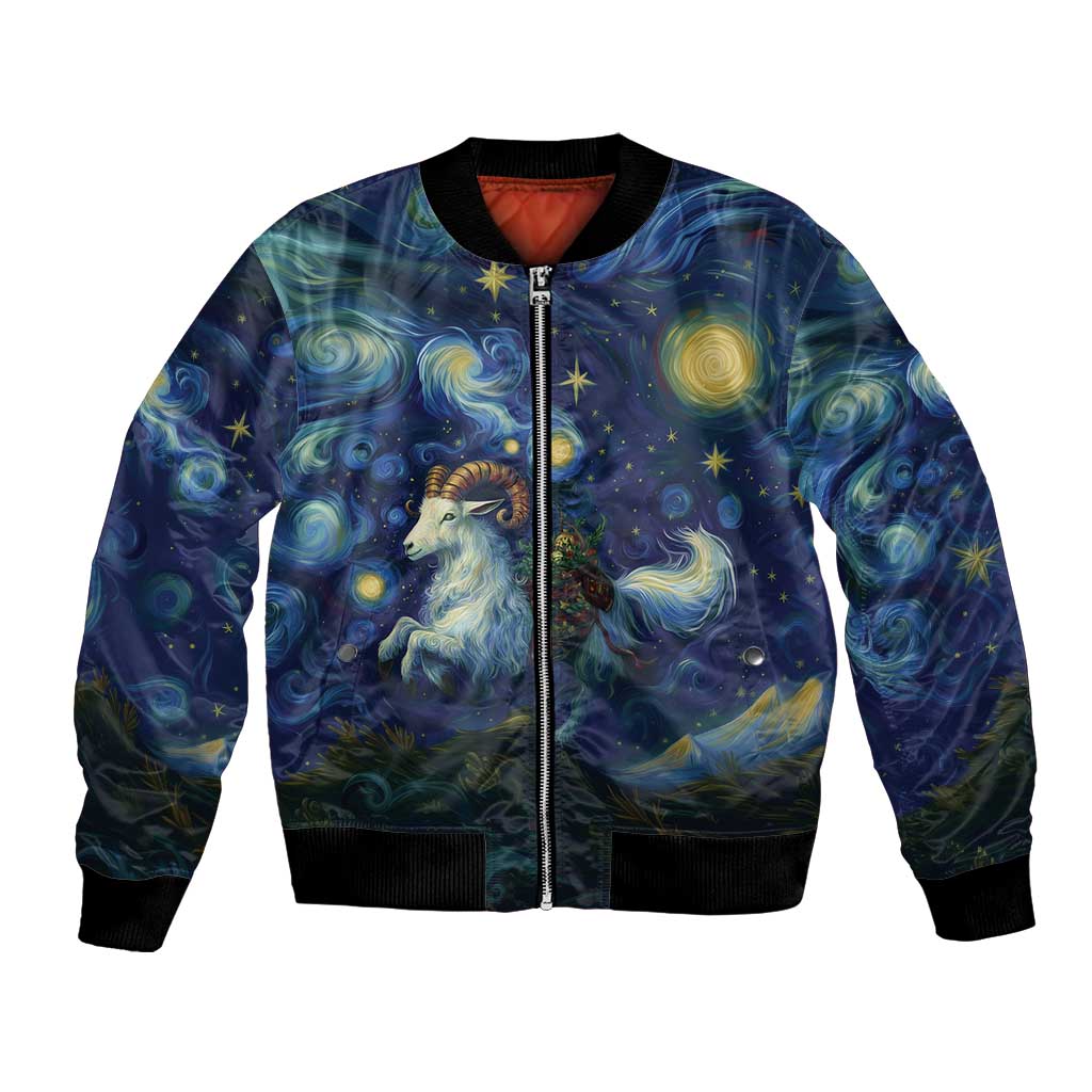 Yule Goat Starry Night Bomber Jacket LT9 - Wonder Print Shop