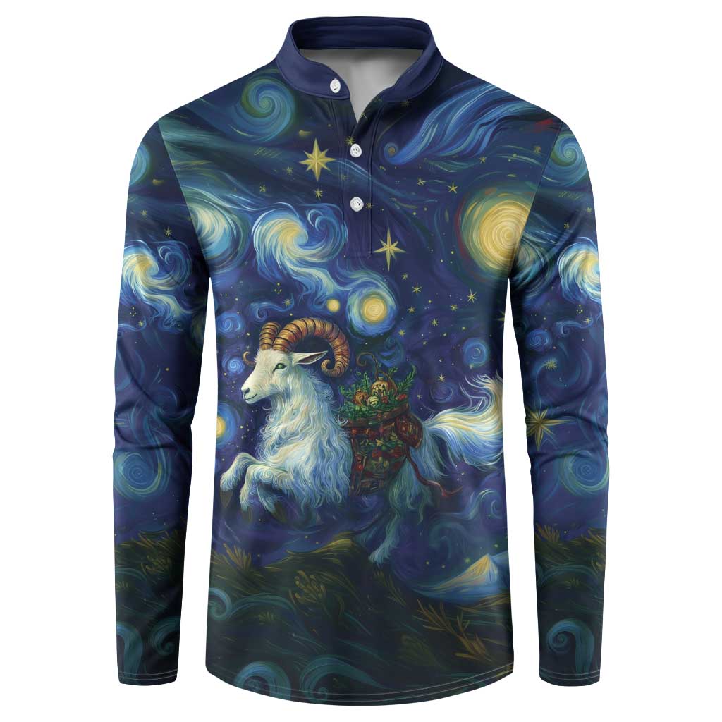 Yule Goat Starry Night Button Sweatshirt LT9 - Wonder Print Shop