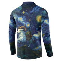 Yule Goat Starry Night Button Sweatshirt LT9 - Wonder Print Shop