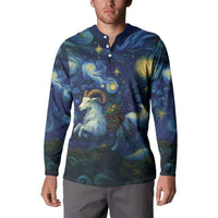 Yule Goat Starry Night Button Sweatshirt LT9 - Wonder Print Shop