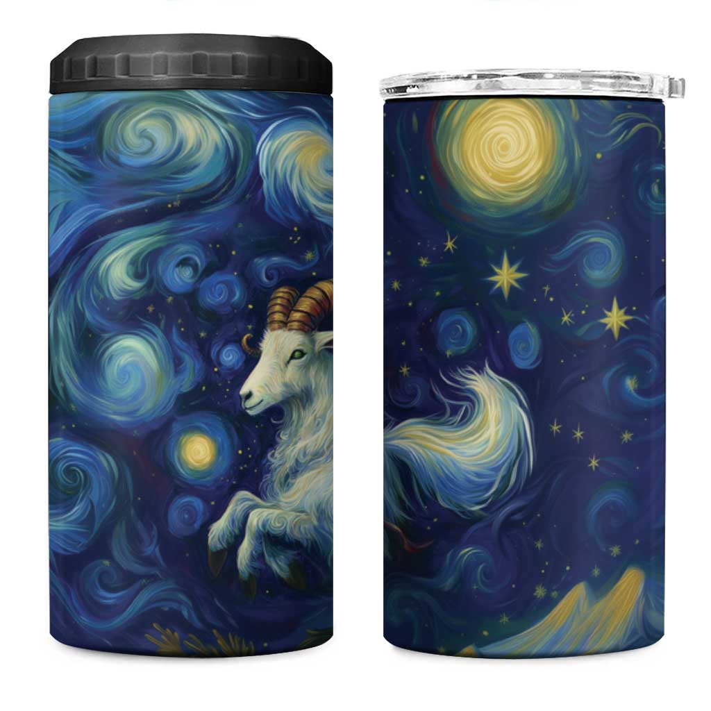 Yule Goat Starry Night 4 in 1 Can Cooler Tumbler LT9 - Wonder Print Shop
