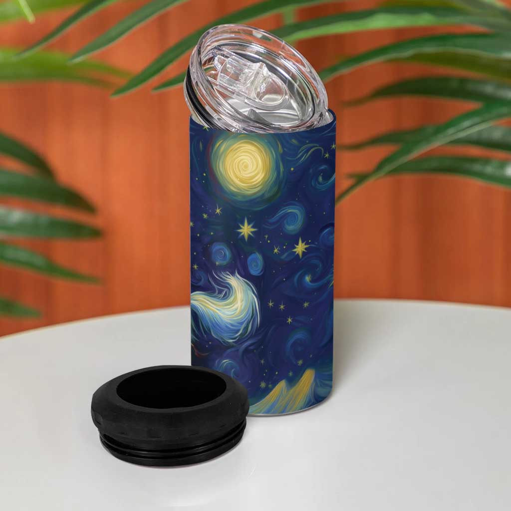Yule Goat Starry Night 4 in 1 Can Cooler Tumbler LT9 - Wonder Print Shop