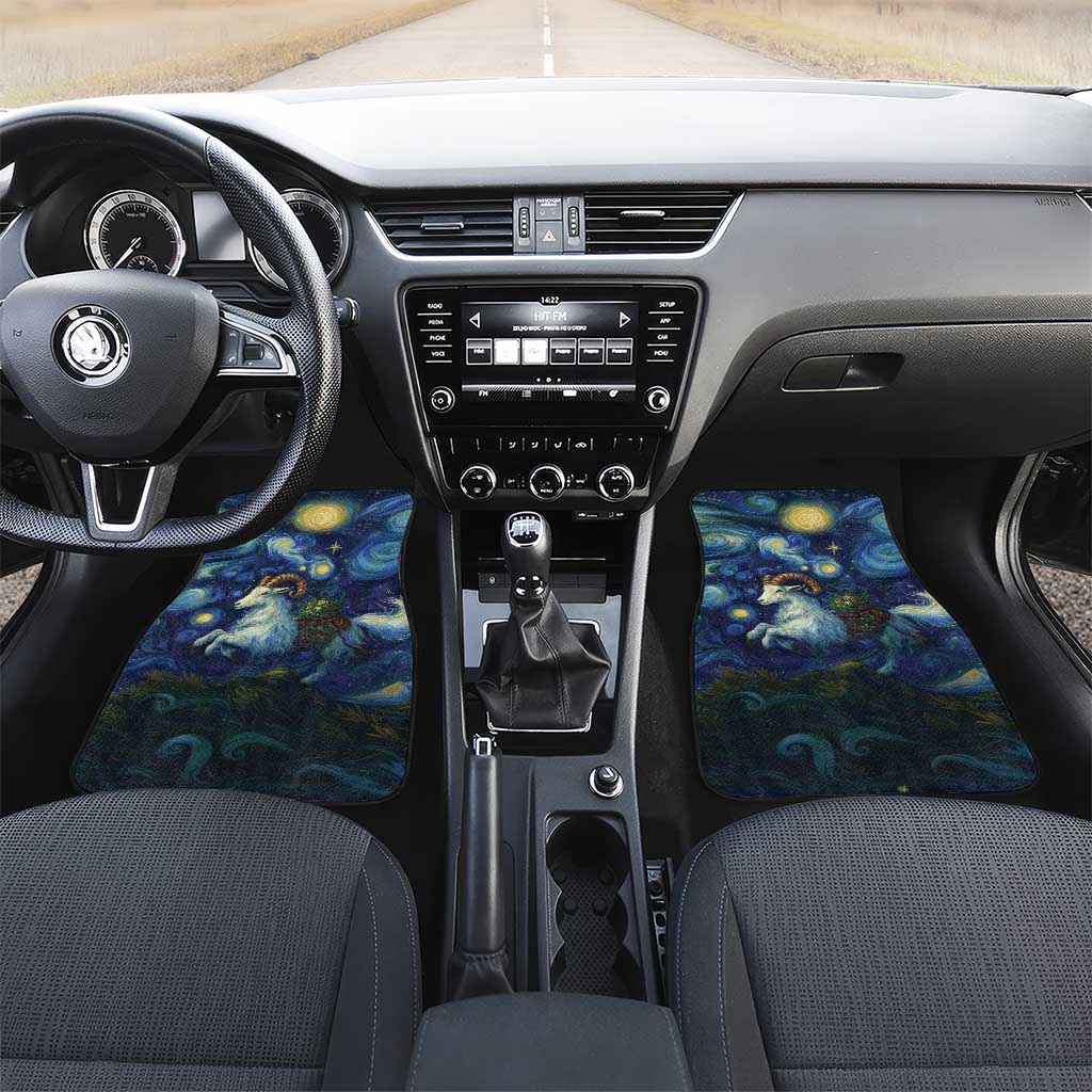 Yule Goat Starry Night Car Mats LT9 - Wonder Print Shop