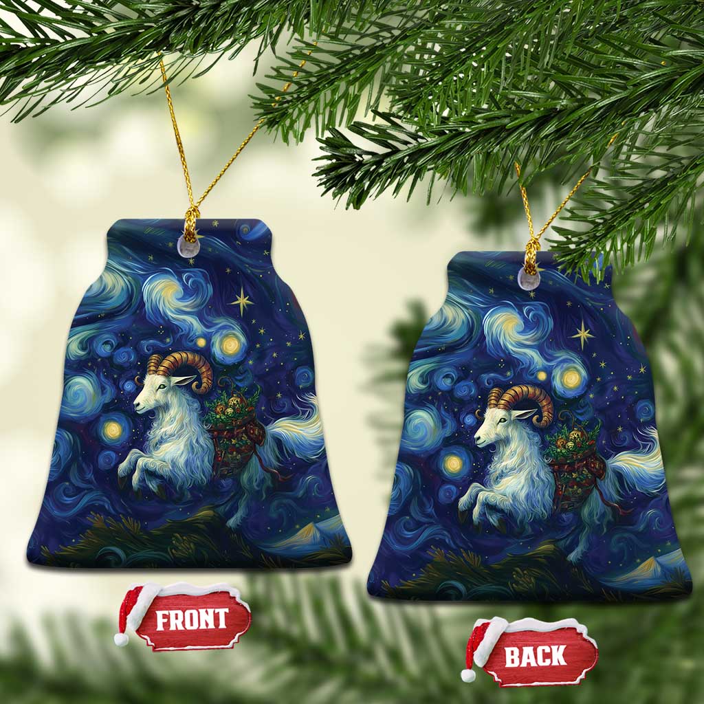 Yule Goat Starry Night Ceramic Ornament LT9 - Wonder Print Shop
