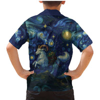 Yule Goat Starry Night Family Matching Mermaid Dress and Hawaiian Shirt LT9 - Wonder Print Shop