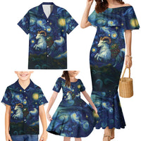 Yule Goat Starry Night Family Matching Mermaid Dress and Hawaiian Shirt LT9 - Wonder Print Shop
