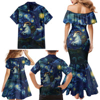 Yule Goat Starry Night Family Matching Mermaid Dress and Hawaiian Shirt LT9 - Wonder Print Shop