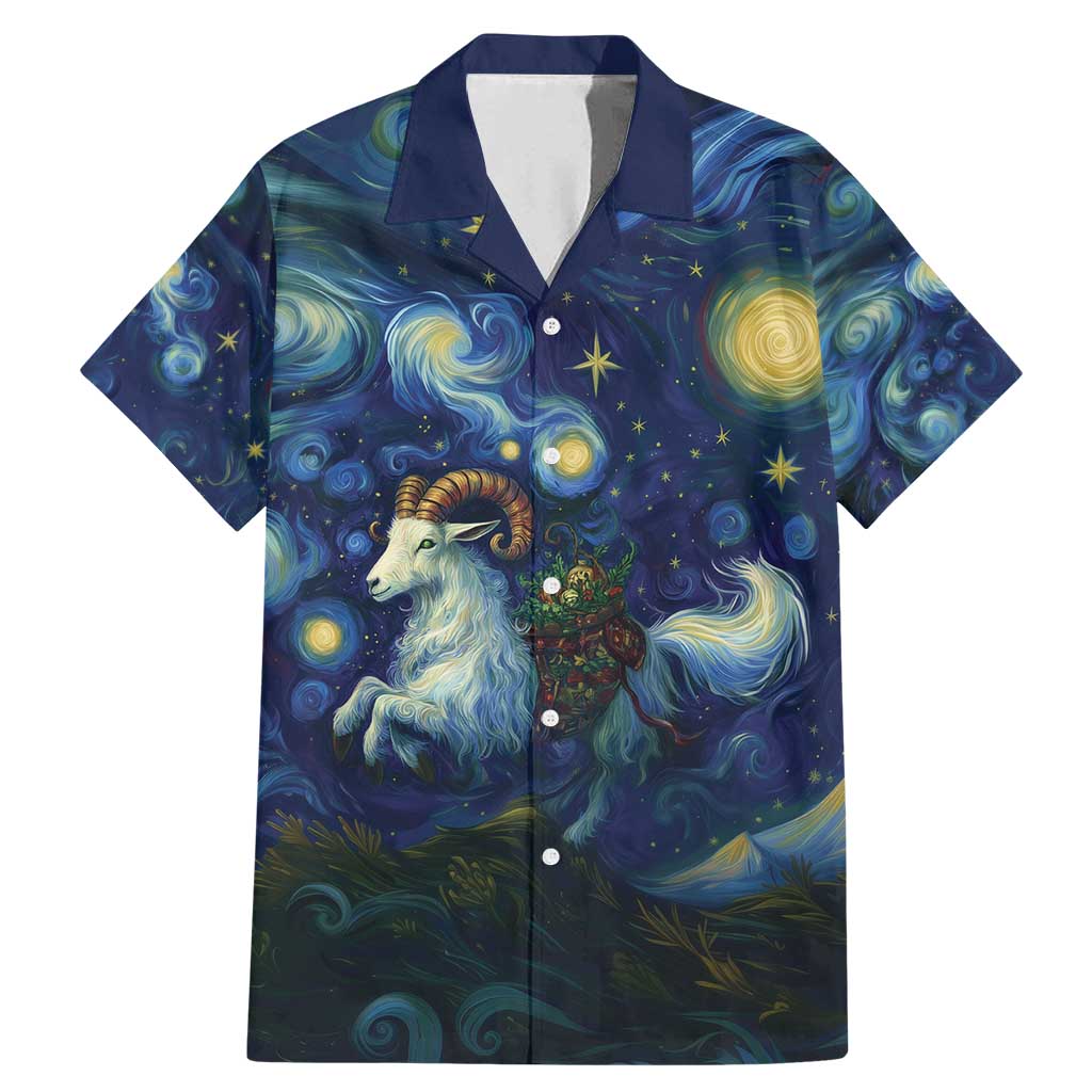 Yule Goat Starry Night Family Matching Mermaid Dress and Hawaiian Shirt LT9 - Wonder Print Shop