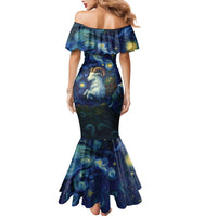 Yule Goat Starry Night Family Matching Mermaid Dress and Hawaiian Shirt LT9 - Wonder Print Shop