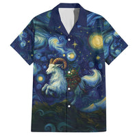 Yule Goat Starry Night Family Matching Short Sleeve Bodycon Dress and Hawaiian Shirt - Wonder Print Shop