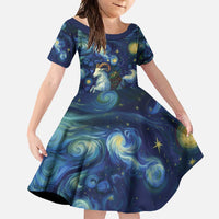 Yule Goat Starry Night Family Matching Tank Maxi Dress and Hawaiian Shirt - Wonder Print Shop