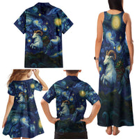 Yule Goat Starry Night Family Matching Tank Maxi Dress and Hawaiian Shirt - Wonder Print Shop