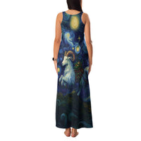 Yule Goat Starry Night Family Matching Tank Maxi Dress and Hawaiian Shirt - Wonder Print Shop