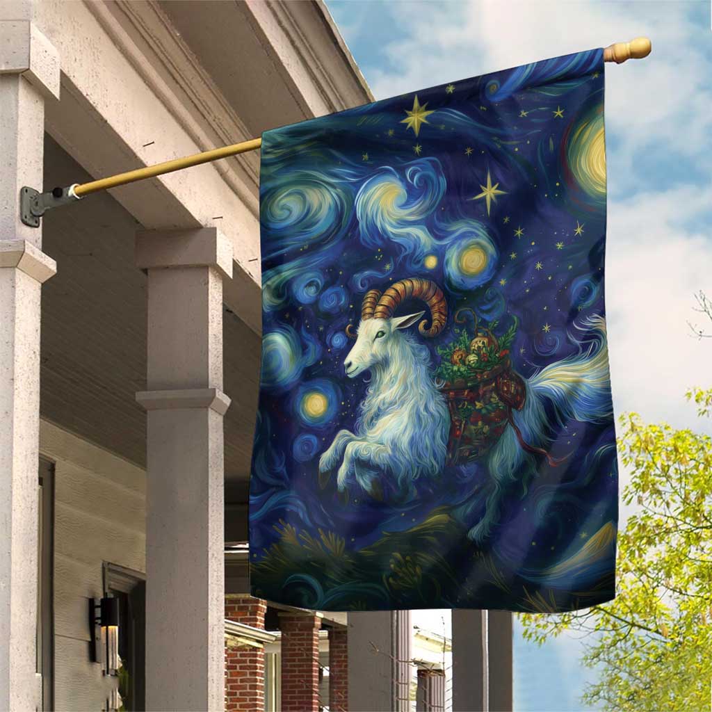 Yule Goat Starry Night Garden Flag - Wonder Print Shop