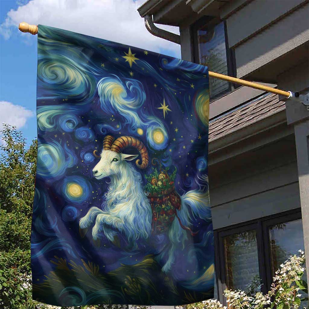 Yule Goat Starry Night Garden Flag - Wonder Print Shop