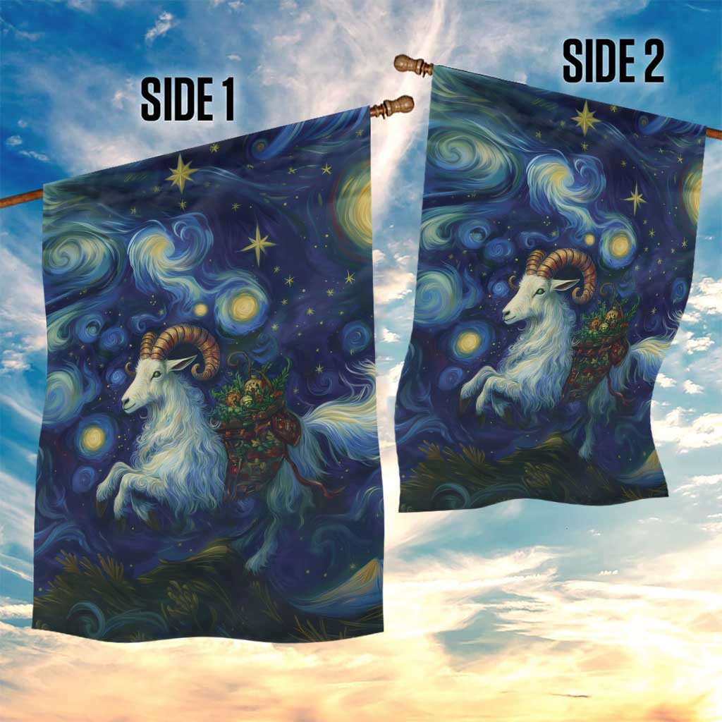 Yule Goat Starry Night Garden Flag - Wonder Print Shop