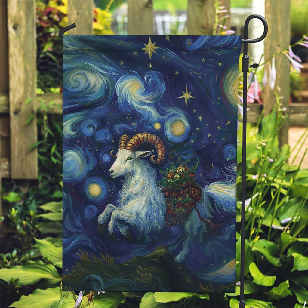 Yule Goat Starry Night Garden Flag - Wonder Print Shop