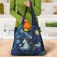 Yule Goat Starry Night Grocery Bag