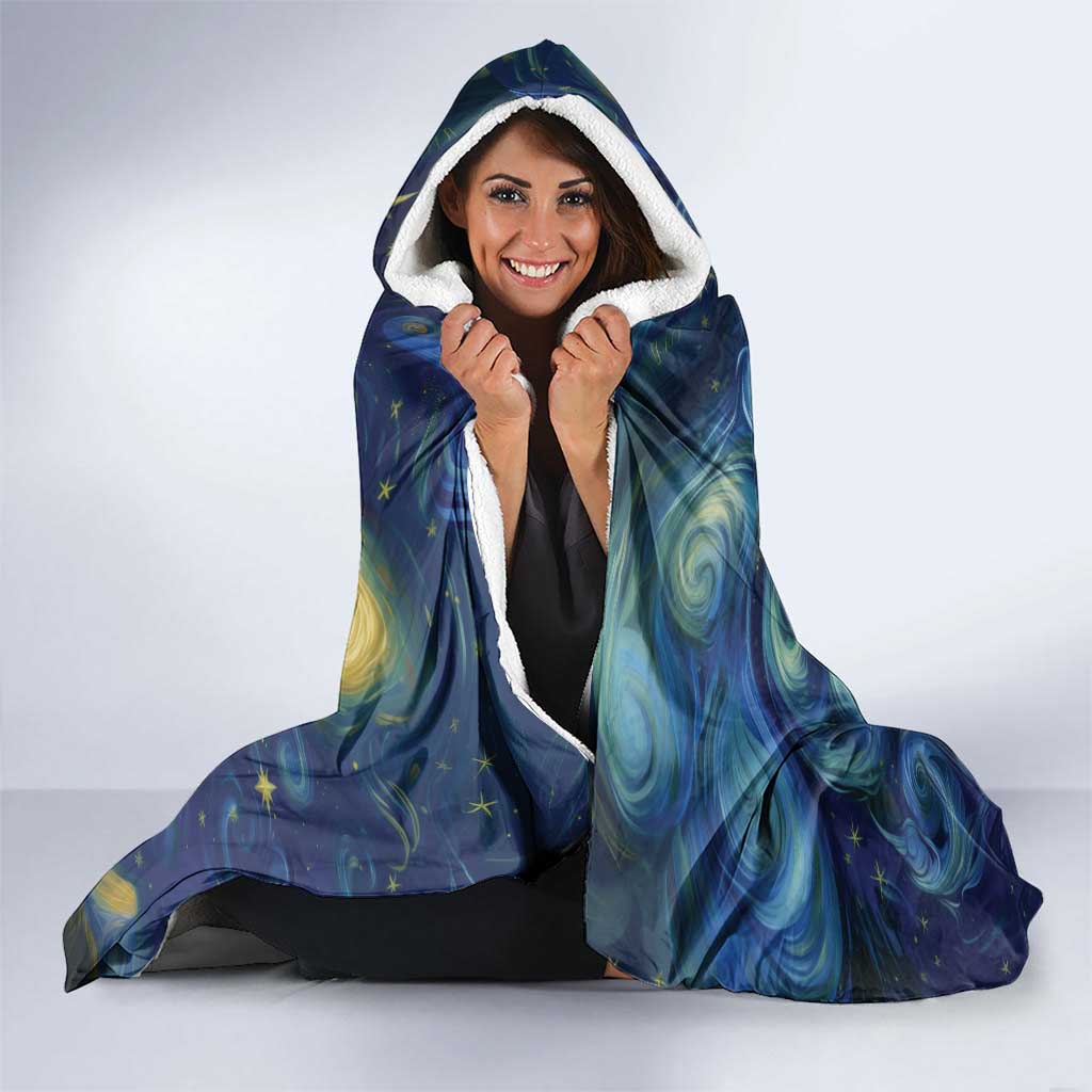 Yule Goat Starry Night Hooded Blanket