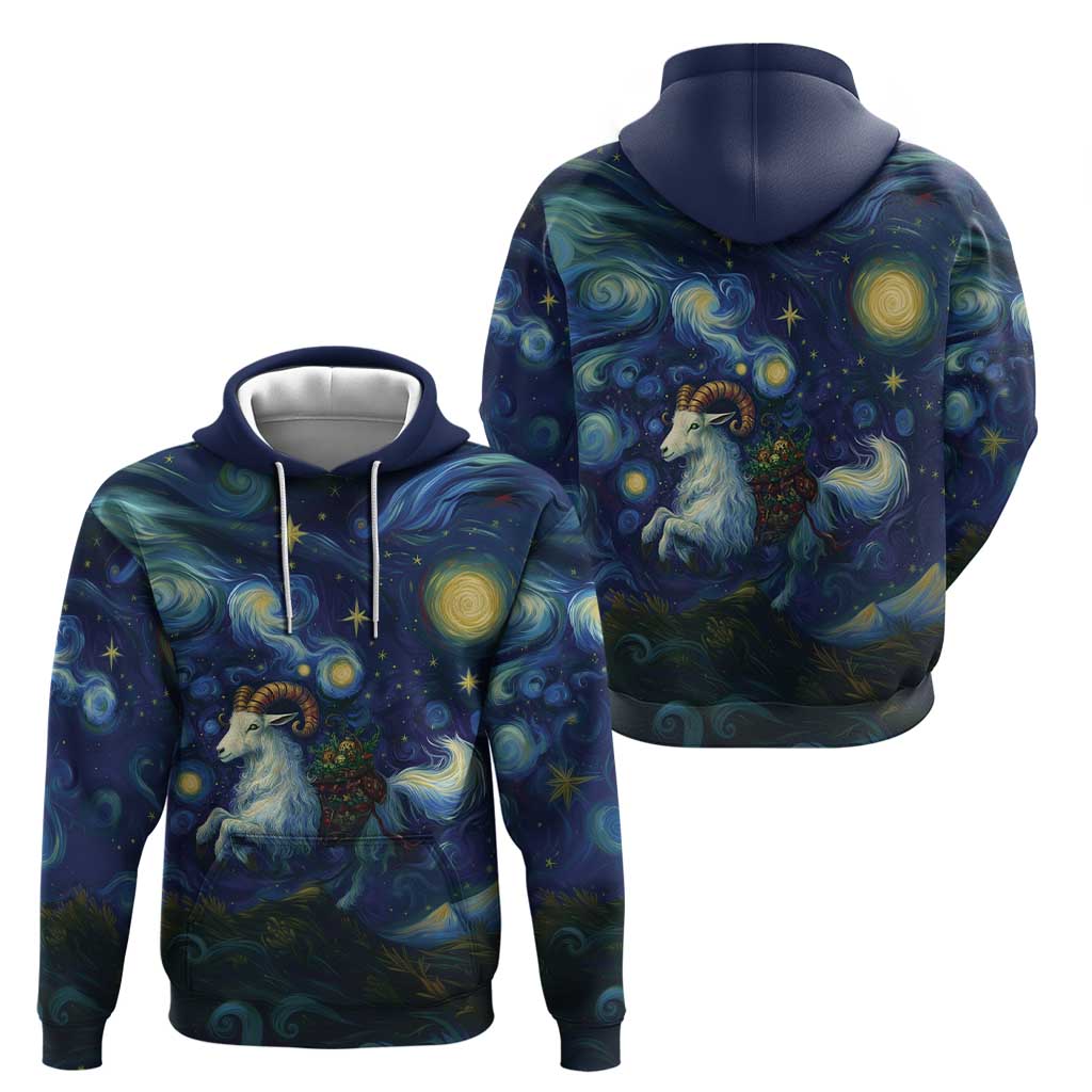 Yule Goat Starry Night Hoodie - Wonder Print Shop