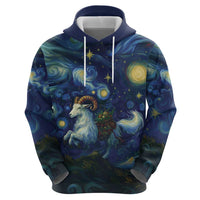 Yule Goat Starry Night Hoodie - Wonder Print Shop