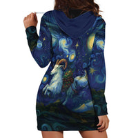 Yule Goat Starry Night Hoodie Dress - Wonder Print Shop