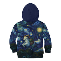 Yule Goat Starry Night Kid Hoodie - Wonder Print Shop