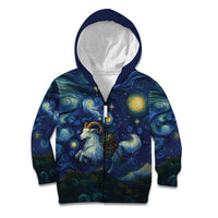 Yule Goat Starry Night Kid Hoodie - Wonder Print Shop