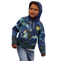 Yule Goat Starry Night Kid Hoodie - Wonder Print Shop