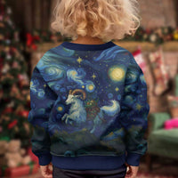 Yule Goat Starry Night Kid Ugly Christmas Sweater - Wonder Print Shop