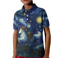 Yule Goat Starry Night Kid Polo Shirt - Wonder Print Shop