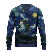 Yule Goat Starry Night Ugly Christmas Sweater - Wonder Print Shop