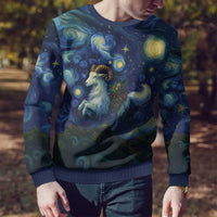 Yule Goat Starry Night Ugly Christmas Sweater - Wonder Print Shop