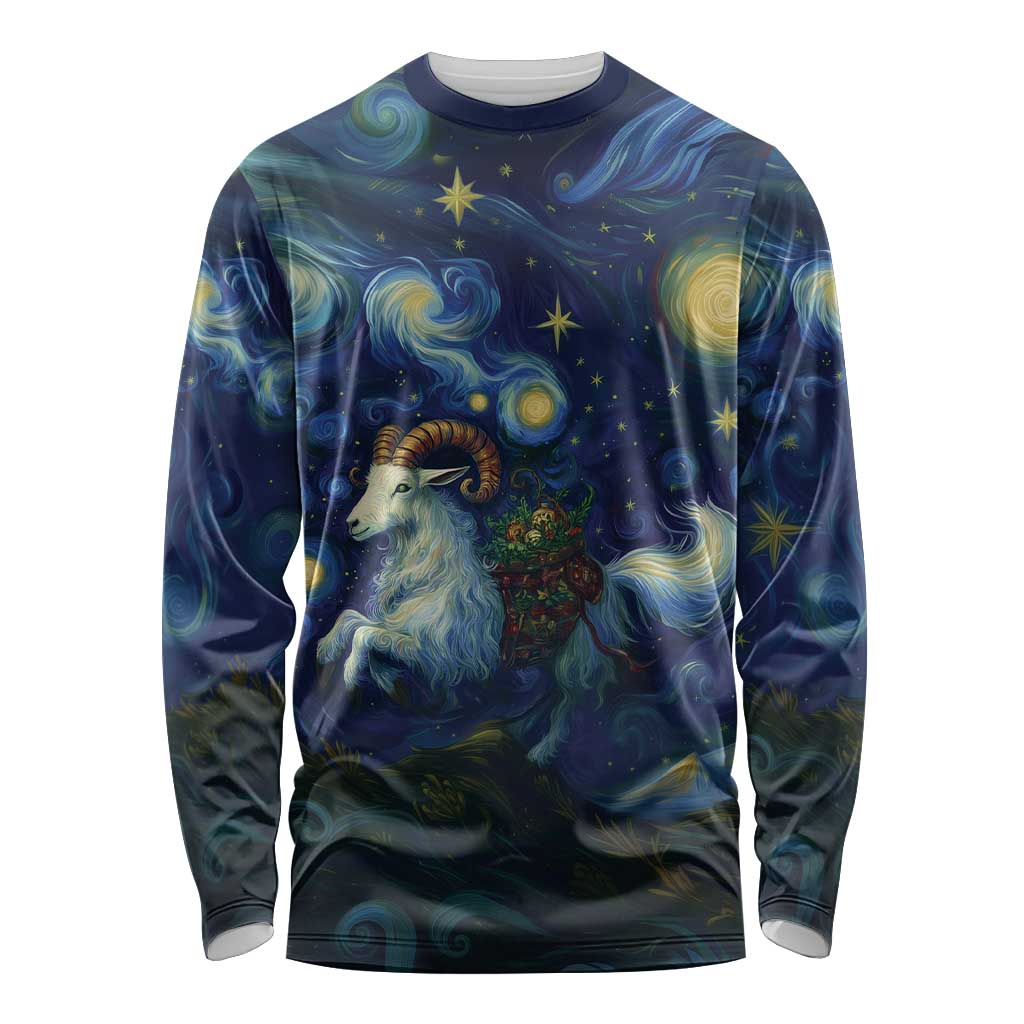 Yule Goat Starry Night Long Sleeve Shirt - Wonder Print Shop