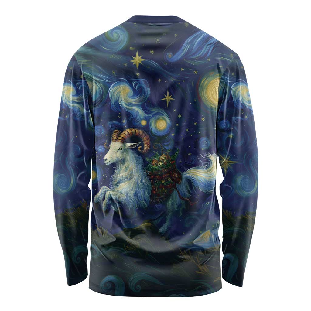 Yule Goat Starry Night Long Sleeve Shirt - Wonder Print Shop