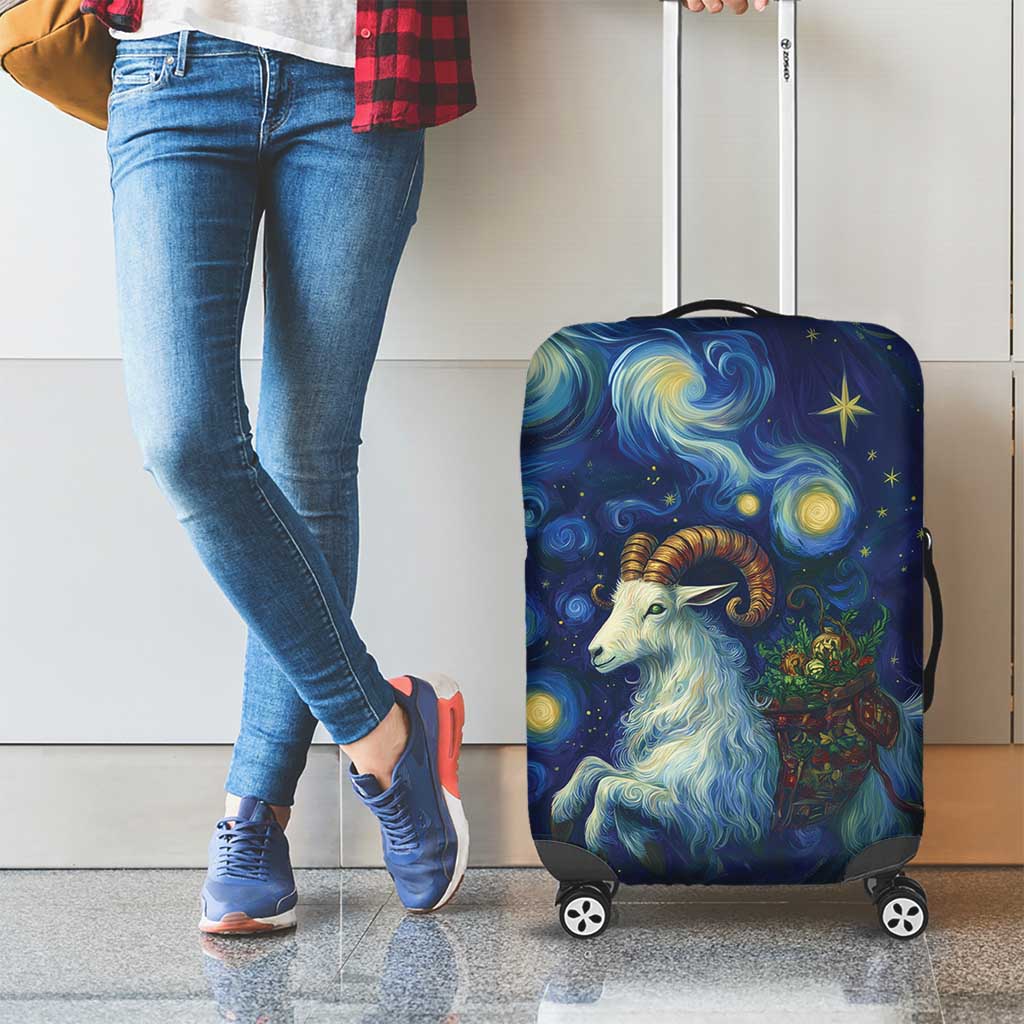 Yule Goat Starry Night Luggage Cover - Wonder Print Shop